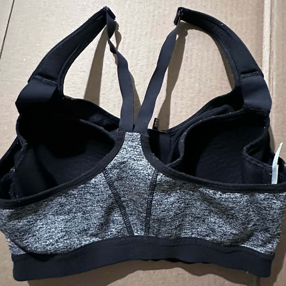 VICTORIAS SECRET SPORT VSX 32C GRAY SPORTS BRA HIGH IMPACT ZIP FRONT BLACK 32 C - Picture 3 of 6